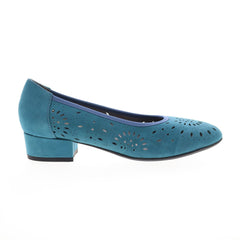 David Tate Proud Womens Blue Wide Nubuck Slip On Pumps Heels Shoes