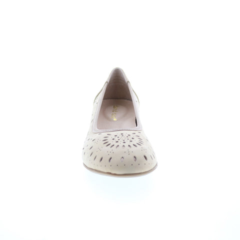 David Tate Proud Womens Beige Wide Nubuck Slip On Pumps Heels Shoes
