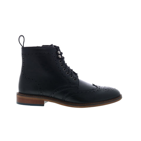 Steve Madden P-Soren Mens Black Leather Lace Up Casual Dress Boots