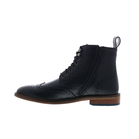 Steve Madden P-Soren Mens Black Leather Lace Up Casual Dress Boots