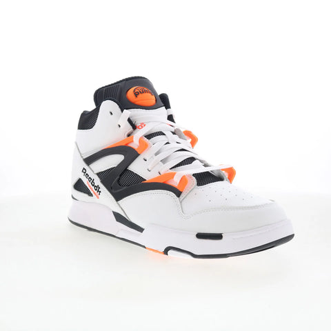 Reebok Pump Omni Zone II Mens White Leather Lace Up Lifestyle Sneakers Shoes
