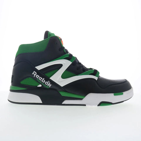 Reebok Pump Omni Zone II Mens Black Leather Lace Up Lifestyle Sneakers Shoes