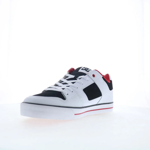 DC Pure DC01782110-WHBKRD Mens White Leather Skate Inspired Sneakers Shoes
