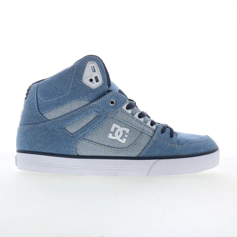 DC Pure High-Top WC TX SE Mens Blue Canvas Skate Inspired Sneakers Shoes