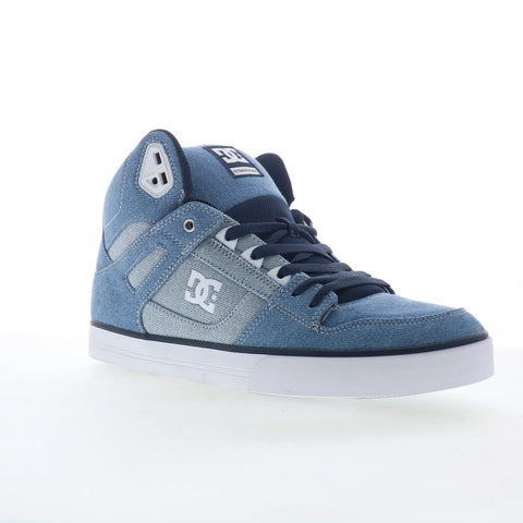 DC Pure High-Top WC TX SE Mens Blue Canvas Skate Inspired Sneakers Shoes