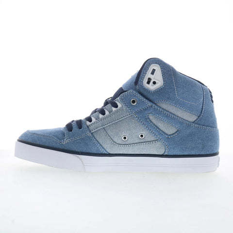 DC Pure High-Top WC TX SE Mens Blue Canvas Skate Inspired Sneakers Shoes