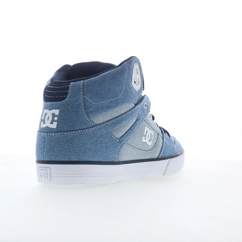 DC Pure High-Top WC TX SE Mens Blue Canvas Skate Inspired Sneakers Shoes
