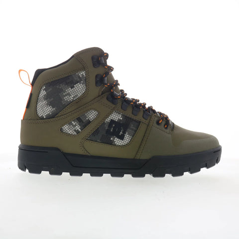 DC Pure High-Top WR Boot Mens Green Leather Skate Inspired Sneakers Shoes