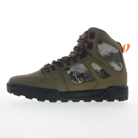 DC Pure High-Top WR Boot Mens Green Leather Skate Inspired Sneakers Shoes