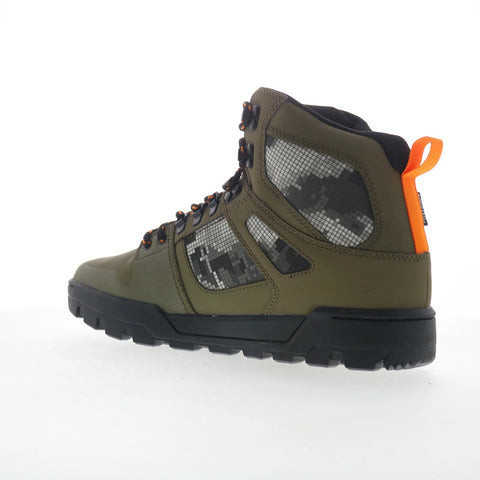 DC Pure High-Top WR Boot Mens Green Leather Skate Inspired Sneakers Shoes