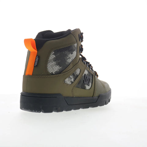 DC Pure High-Top WR Boot Mens Green Leather Skate Inspired Sneakers Shoes