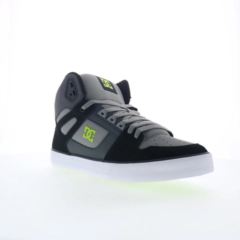 DC Pure High Top WC Mens Gray Leather Skate Inspired Sneakers Shoes