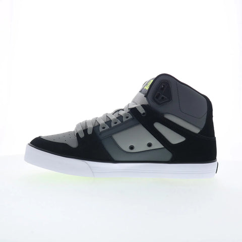 DC Pure High Top WC Mens Gray Leather Skate Inspired Sneakers Shoes