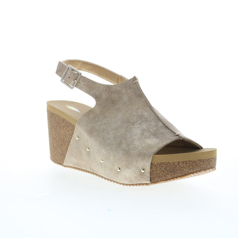 Volatile Division PV124 Womens Beige Synthetic Hook & Loop Wedges Sandals Shoes