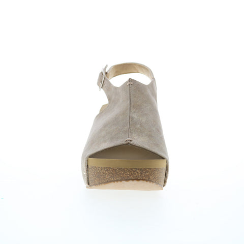 Volatile Division PV124 Womens Beige Synthetic Hook & Loop Wedges Sandals Shoes