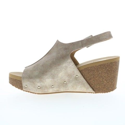 Volatile Division PV124 Womens Beige Synthetic Hook & Loop Wedges Sandals Shoes