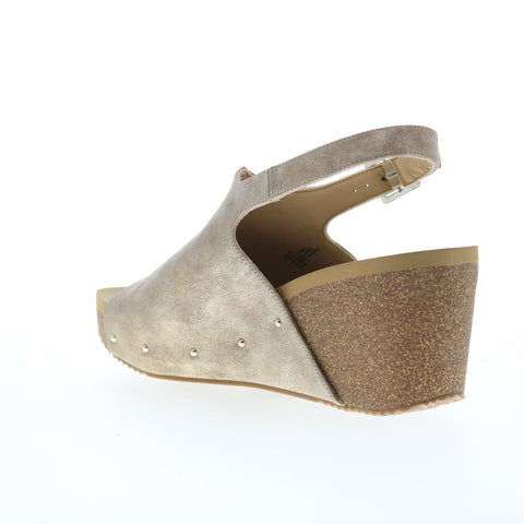 Volatile Division PV124 Womens Beige Synthetic Hook & Loop Wedges Sandals Shoes