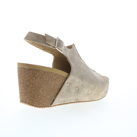 Volatile Division PV124 Womens Beige Synthetic Hook & Loop Wedges Sandals Shoes