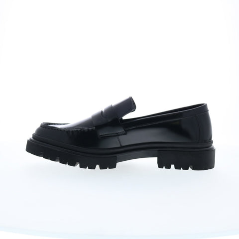 Steve Madden P-Zeb Mens Black Leather Slip On Loafers & Slip Ons Penny Shoes