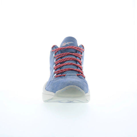 Reebok Question Mid Mens Blue Suede Lace Up Athletic Basketball Shoes
