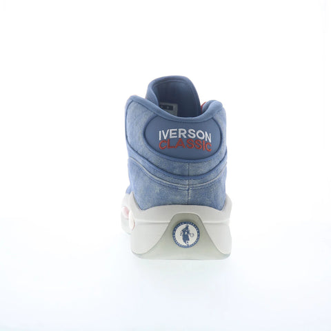 Reebok Question Mid Mens Blue Suede Lace Up Athletic Basketball Shoes