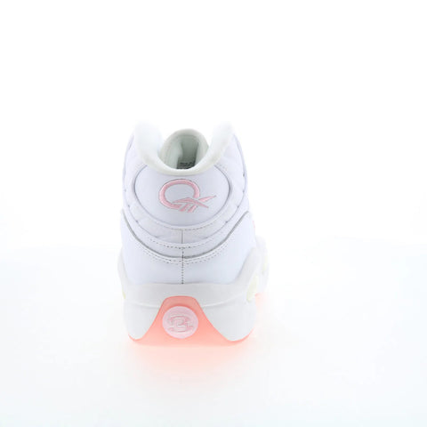 Reebok Question Mid Mens White Leather Lace Up Athletic Basketball Shoes