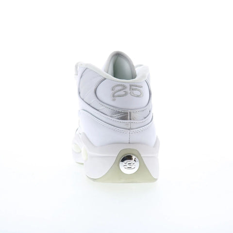 Reebok Question Mid Mens White Leather Lace Up Athletic Basketball Shoes