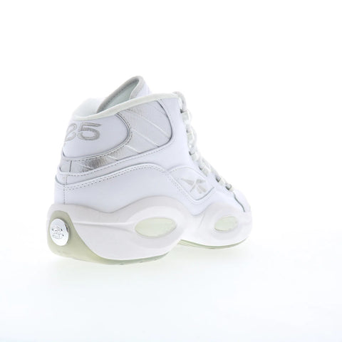 Reebok Question Mid Mens White Leather Lace Up Athletic Basketball Shoes