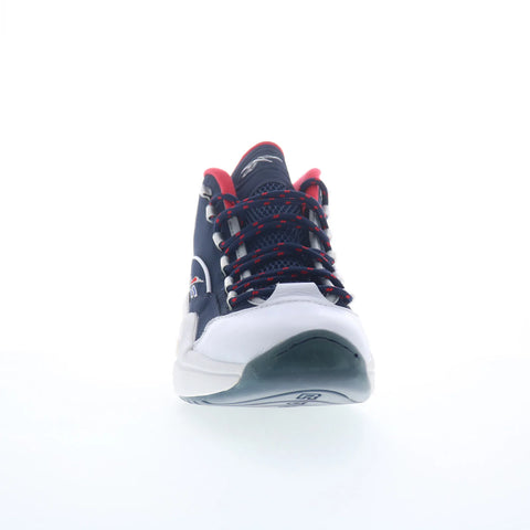 Reebok Question Mid Mens Blue Leather Lace Up Athletic Basketball Shoes