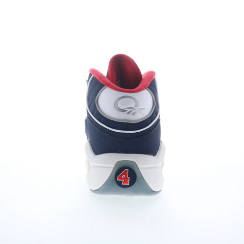Reebok Question Mid Mens Blue Leather Lace Up Athletic Basketball Shoes