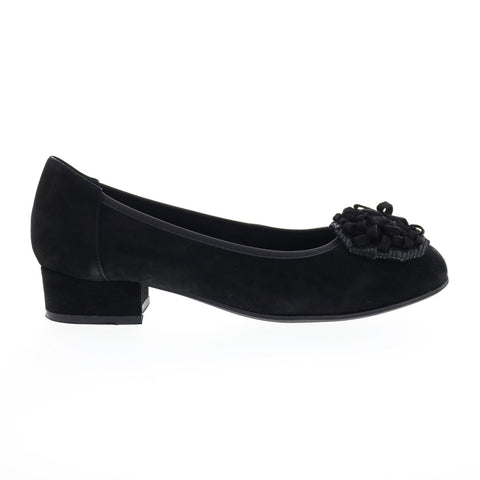 David Tate Quick Womens Black Wide Suede Slip On Ballet Flats Shoes