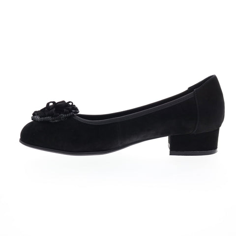 David Tate Quick Womens Black Wide Suede Slip On Ballet Flats Shoes