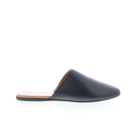 MIz Mooz Rachelle Womens Black Leather Slip On Mule Flats Shoes