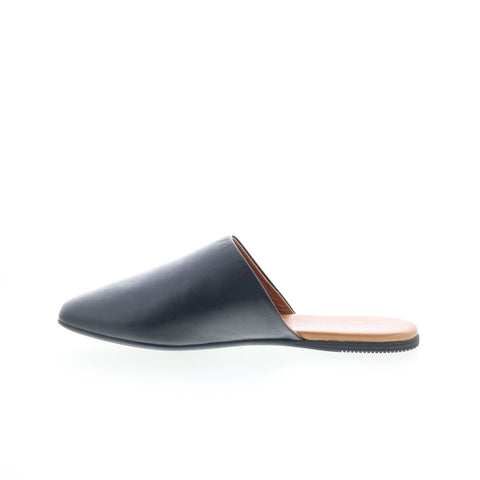 MIz Mooz Rachelle Womens Black Leather Slip On Mule Flats Shoes