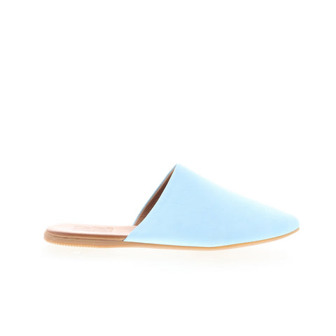 MIz Mooz Rachelle Womens Blue Leather Slip On Mule Flats Shoes
