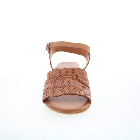 Miz Mooz Rainie Womens Brown Leather Hook & Loop Heeled Sandals Shoes