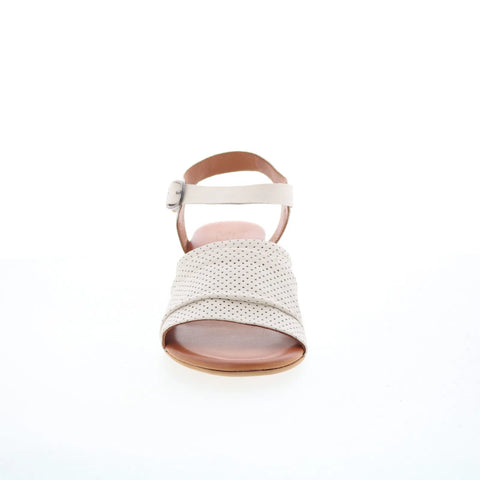 Miz Mooz Rainie Womens Beige Leather Hook & Loop Heeled Sandals Shoes