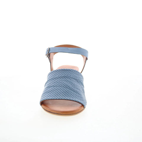 Miz Mooz Rainie Womens Blue Leather Slip On Heeled Sandals Shoes