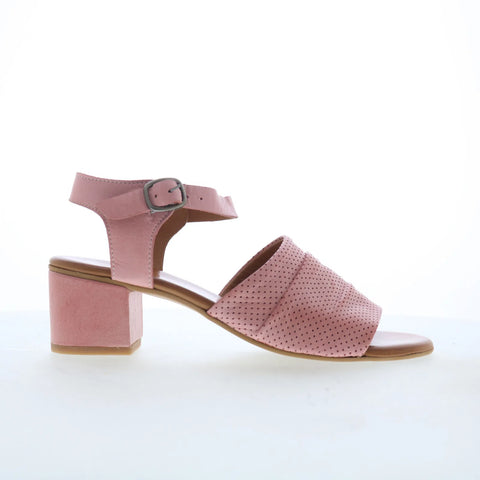 Miz Mooz Rainie Womens Pink Leather Hook & Loop Heeled Sandals Shoes