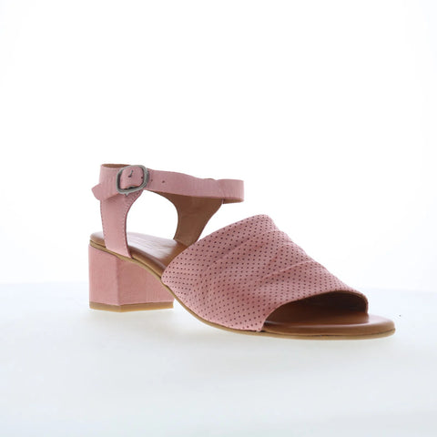 Miz Mooz Rainie Womens Pink Leather Hook & Loop Heeled Sandals Shoes