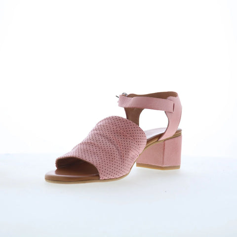 Miz Mooz Rainie Womens Pink Leather Hook & Loop Heeled Sandals Shoes