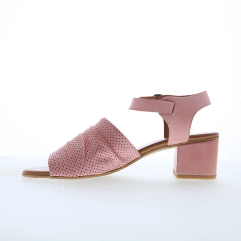 Miz Mooz Rainie Womens Pink Leather Hook & Loop Heeled Sandals Shoes