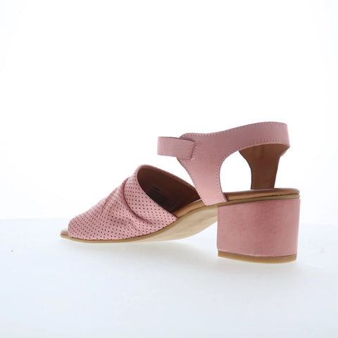 Miz Mooz Rainie Womens Pink Leather Hook & Loop Heeled Sandals Shoes