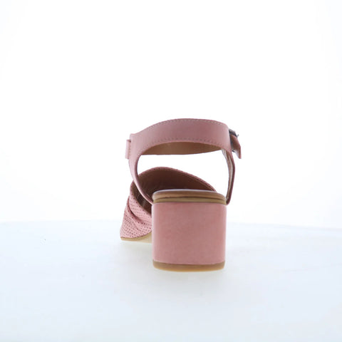 Miz Mooz Rainie Womens Pink Leather Hook & Loop Heeled Sandals Shoes