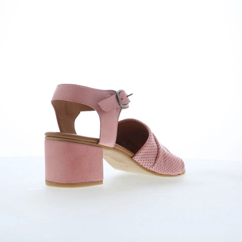 Miz Mooz Rainie Womens Pink Leather Hook & Loop Heeled Sandals Shoes