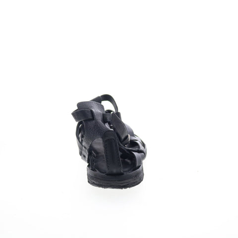 A.S. 98 Ralston Womens Black Leather Hook & Loop Strap Sandals Shoes