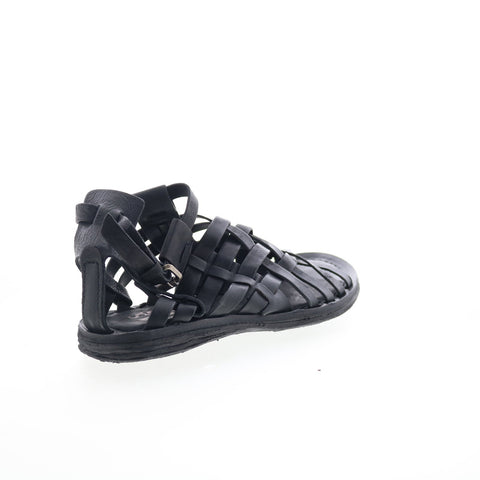 A.S. 98 Ralston Womens Black Leather Hook & Loop Strap Sandals Shoes