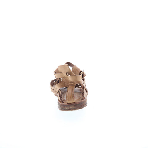 A.S. 98 Ralston Womens Brown Leather Hook & Loop Strap Sandals Shoes