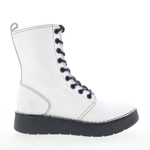 Fly London Rami RAMI043FLY-010 Womens White Leather Casual Dress Boots
