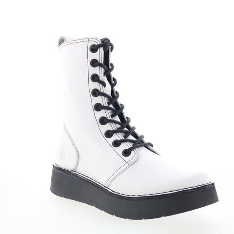 Fly London Rami RAMI043FLY-010 Womens White Leather Casual Dress Boots